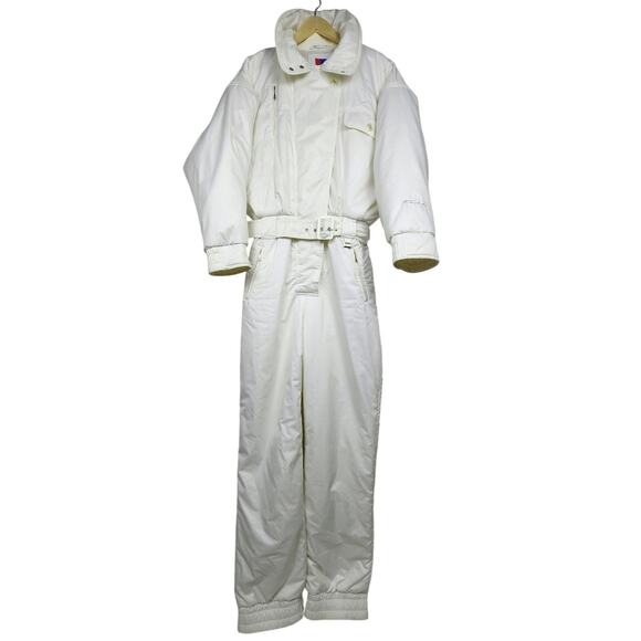Vintage 80's/90'sWomen's Forte All White One Piece Ski Snowsuit Modern size 8/10 - Picture 2 of 12